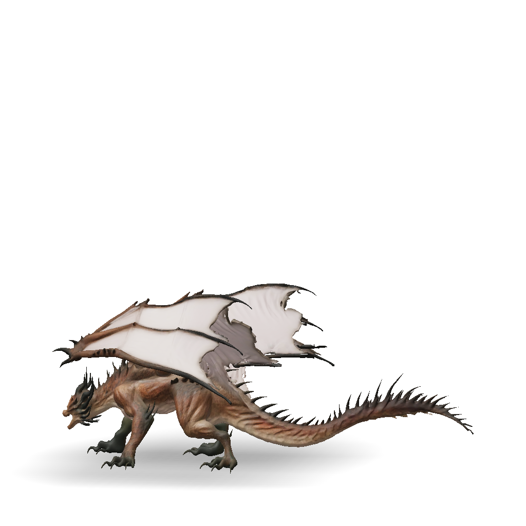 3D Model: brown dragon with large leathery wings spiky scales long tail ...