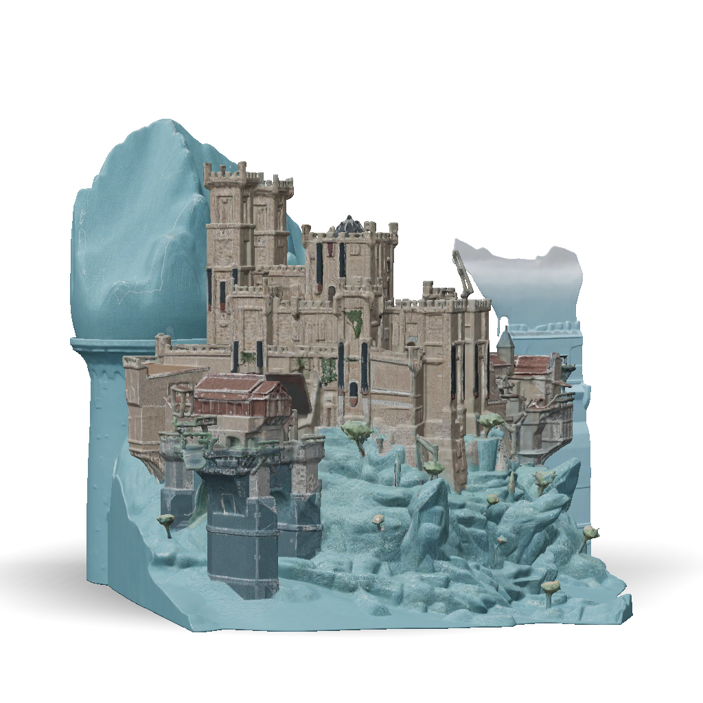 3D Model: medieval castle fortress with tall towers and rugged stone ...
