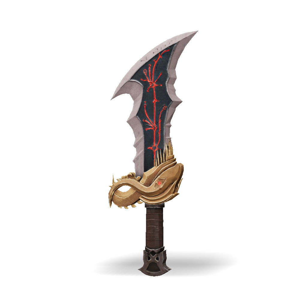 3D Model: dragon hilted fantasy dagger with rune inscribed blade