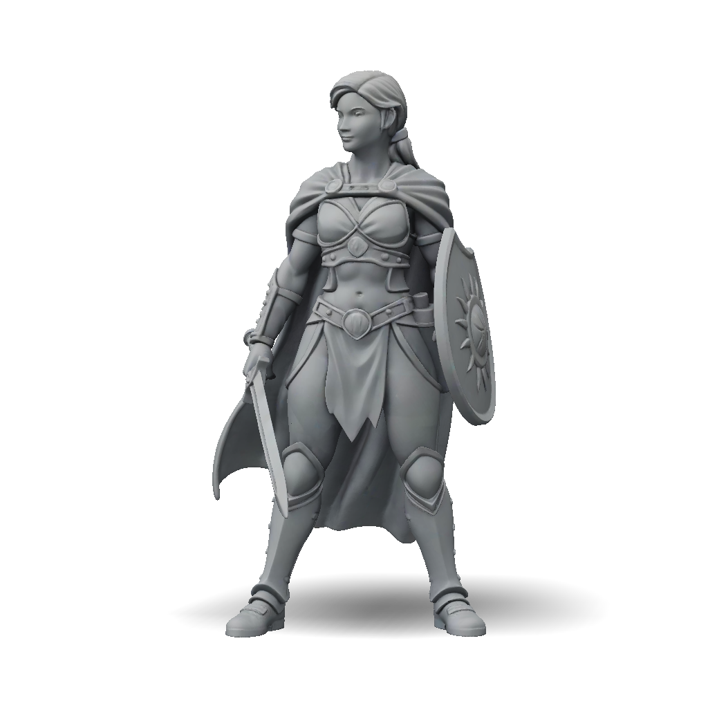 3D Model: fantasy armored warrior figure with sword and shield ...