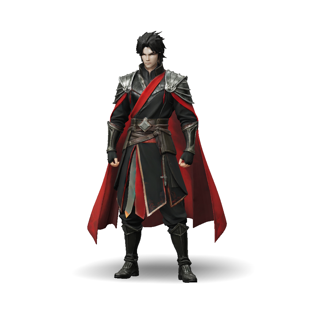 3D Model: Armored knight character wearing ornate black and red armor ...