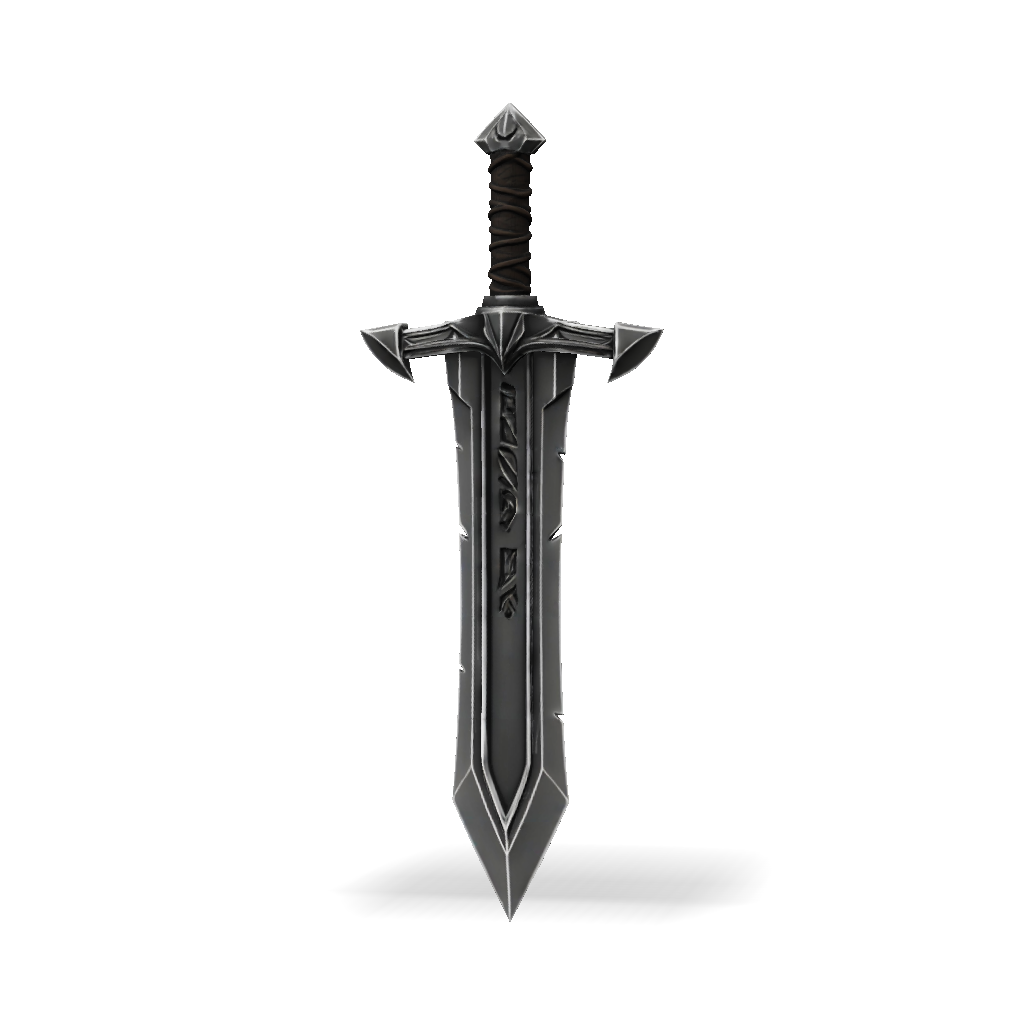 3D Model: Dark Steel Sword With Crossguard Etched Fuller Worn Metal ...
