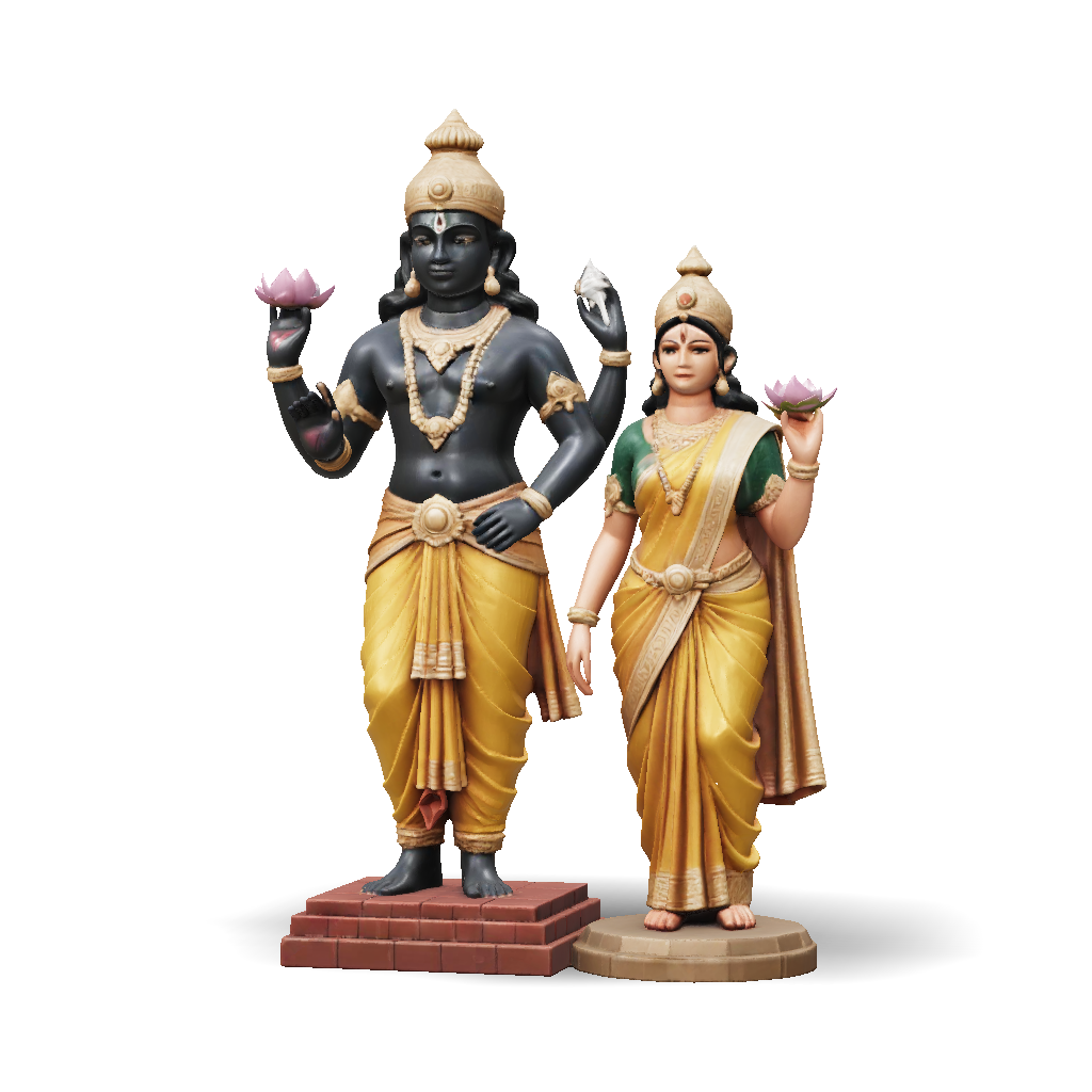 3D Model: Vitthal and Rukmini statues are iconic for their unique ...
