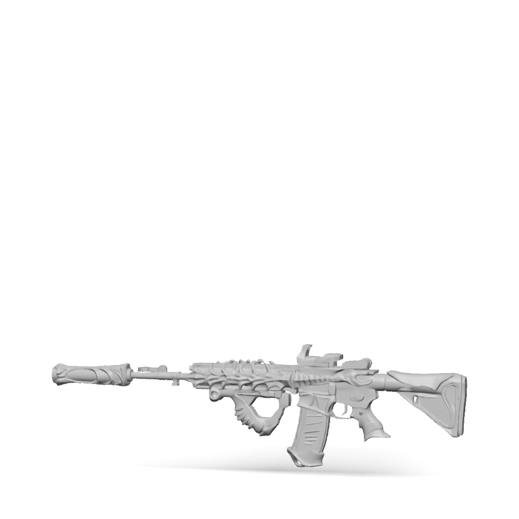 3D Model: bone skeletal assault rifle with red highlights and skeletal ...