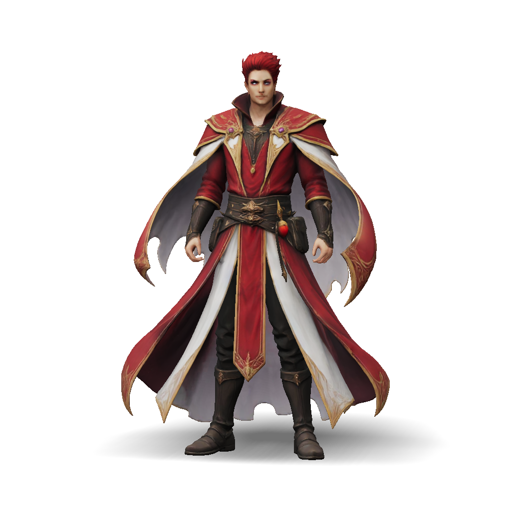 Knight Red Robe 3D Model: red robed knight with ornate gold trim cape and belt armor ...