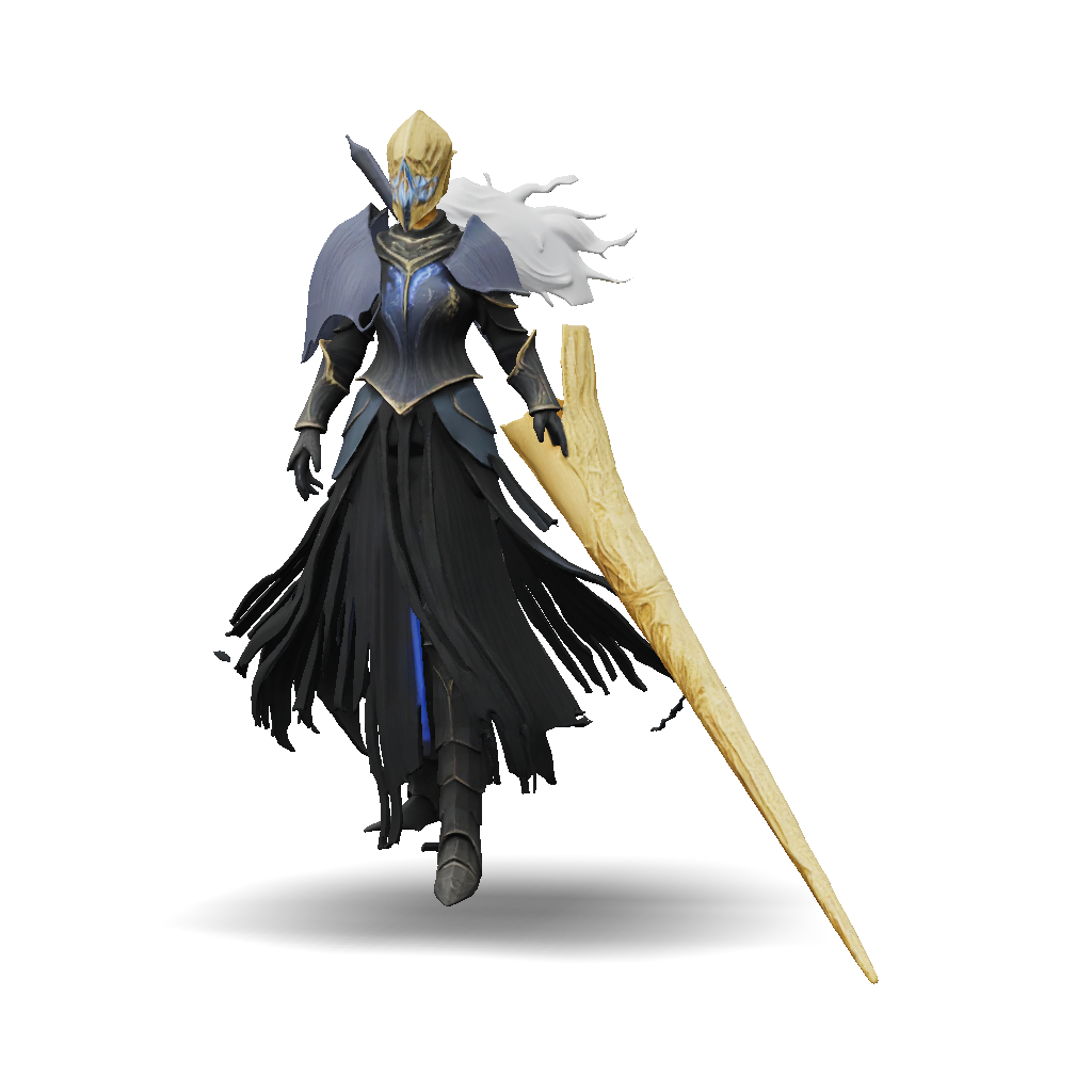 3D Model: dark armored knight with ornate gold sword fantasy character ...