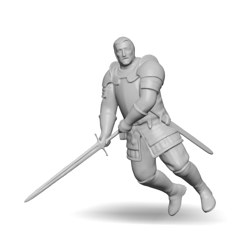 3D Model: knight in plate armor with sword and shield gray metal ...