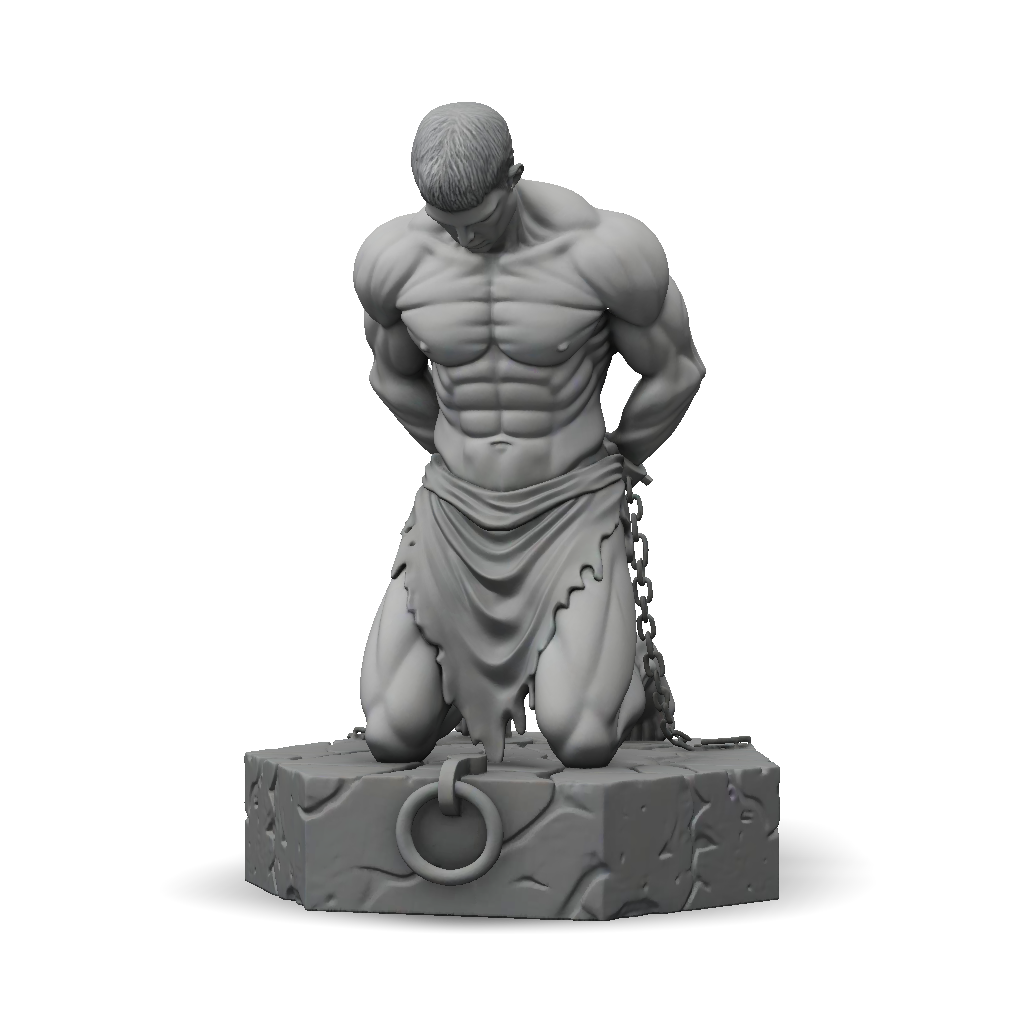3D Model: A realistic 3D sculpture of a muscular man with short hair ...