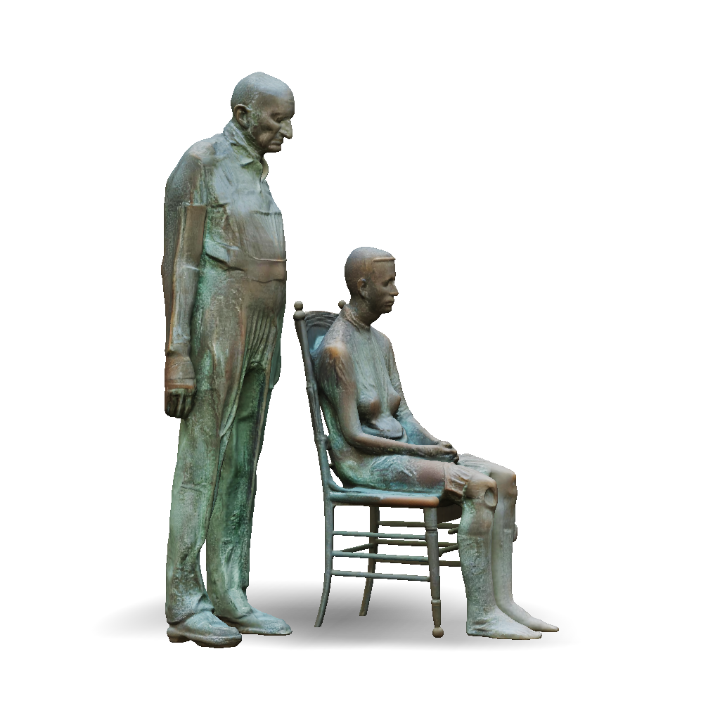 3D Model: bronze statue of standing and seated figures with weathered ...