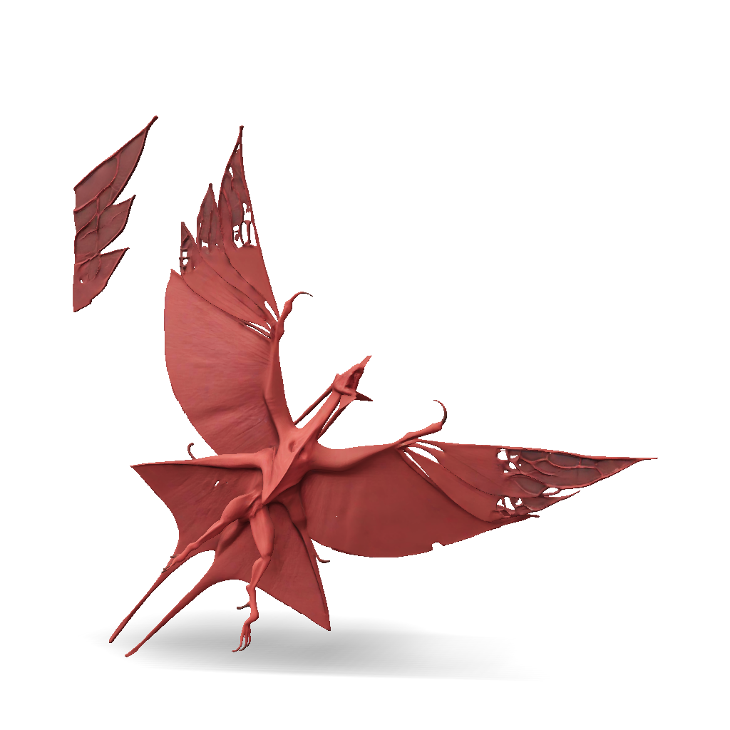 3D Model: dragon with large wings red body detailed wing membranes and ...