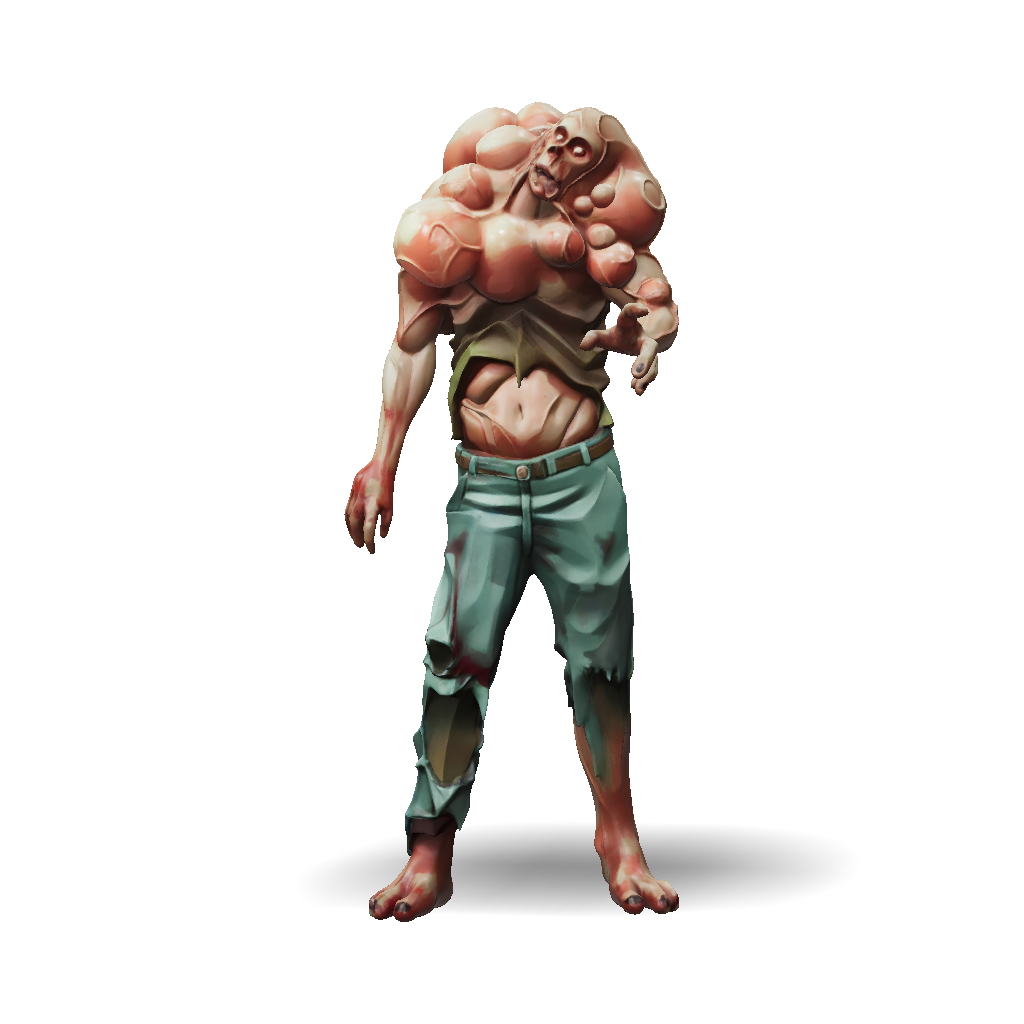 3D Model: muscular zombie humanoid with torn jeans pale pink skin tones ...