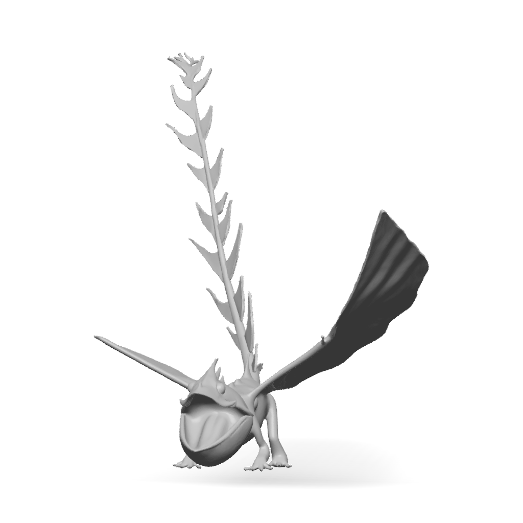 Dragon 3D Model, Download Free Gray Dragon With Large Jagged Wings And ...