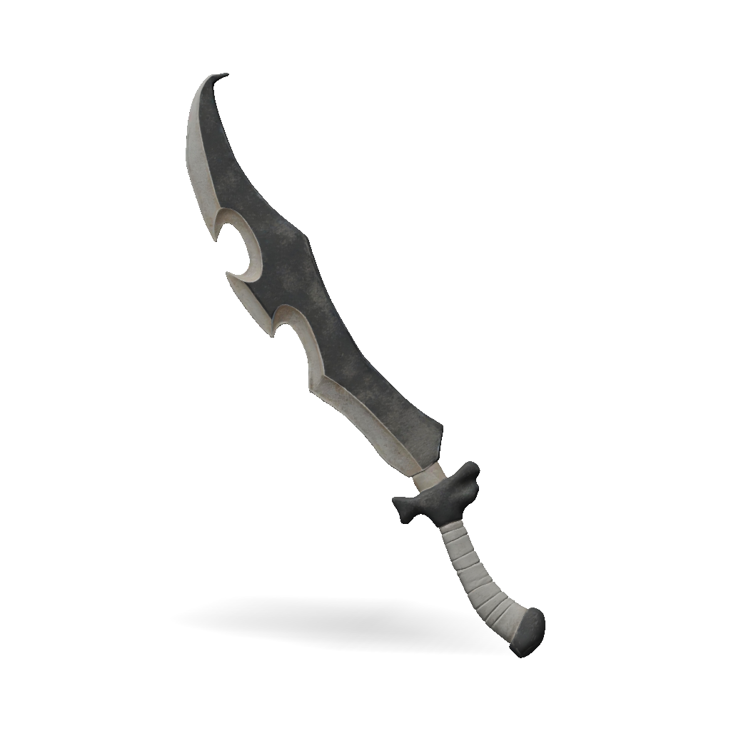 Dark Dagger Rework 3D Model: curved dagger with a weathered dark blade and a green wrapped ...