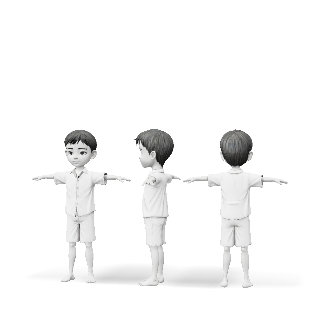 3D Model: 2D Character Concept Sketch Sheet Front View Side View Back ...