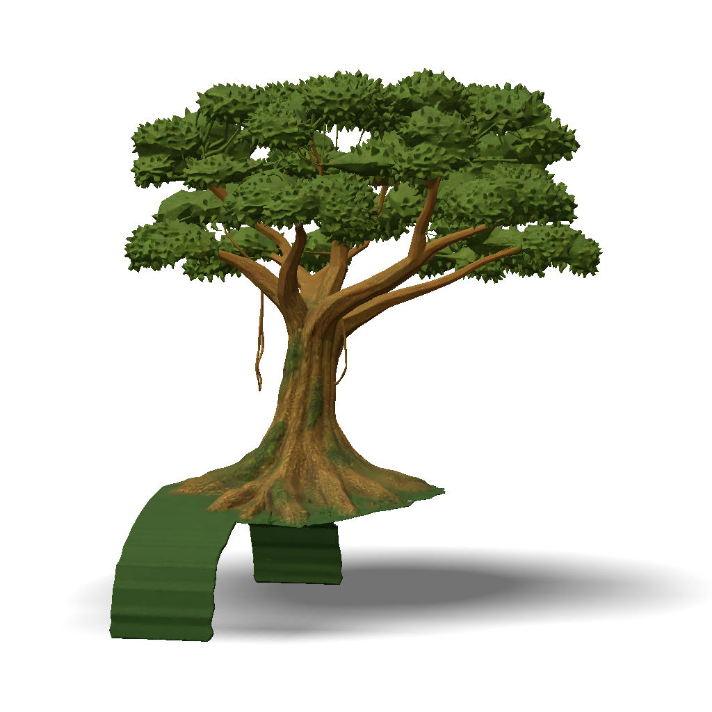 3D Model: large mature tree with broad canopy textured trunk and lush ...