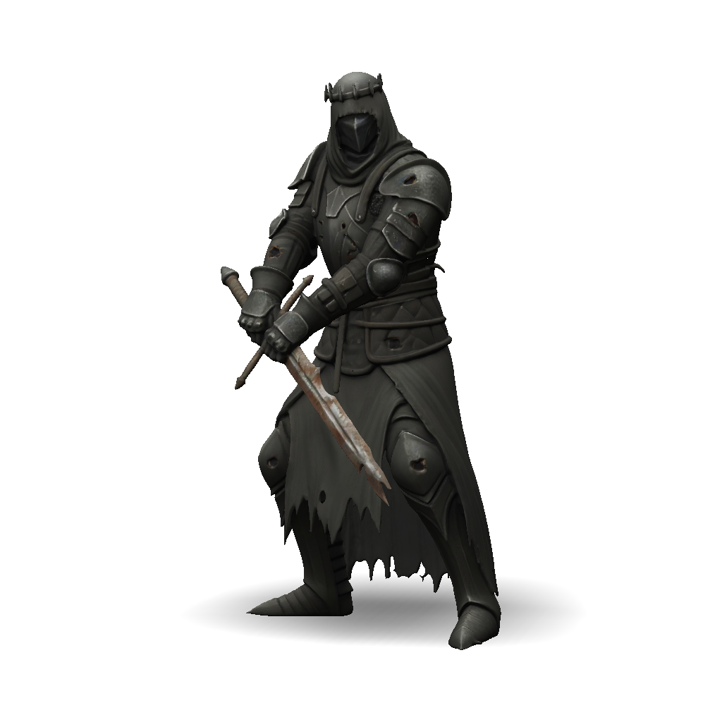 3D Model: Armored Knight With Battered Plate Armor And Long Sword Dark ...