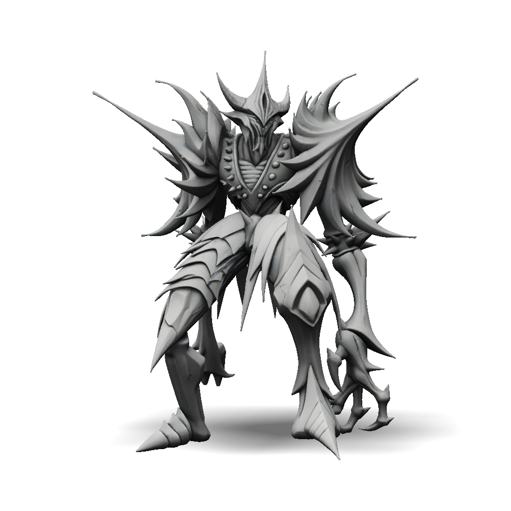 3D Model: dragon creature with jagged armor and spiky wings monochrome ...