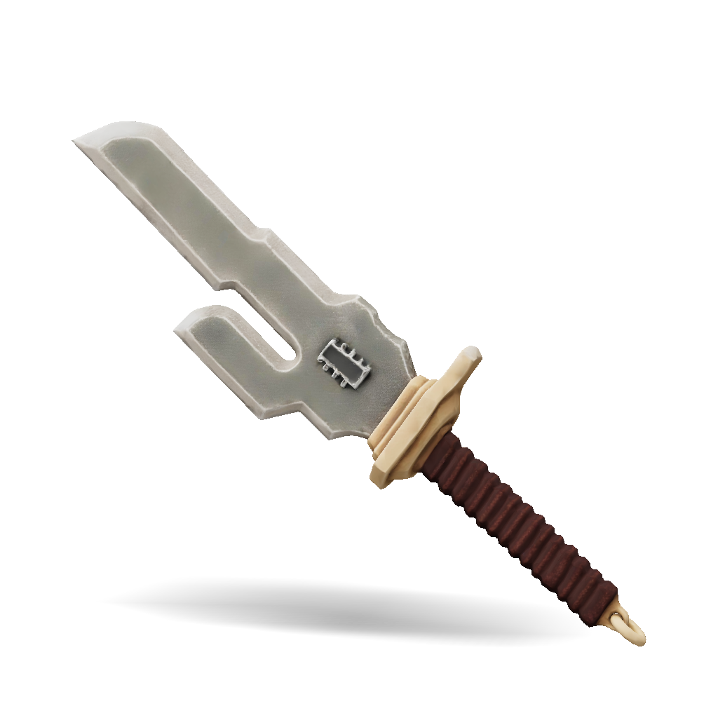 3D Model: metal dagger with worn steel blade gold guard and brown ...