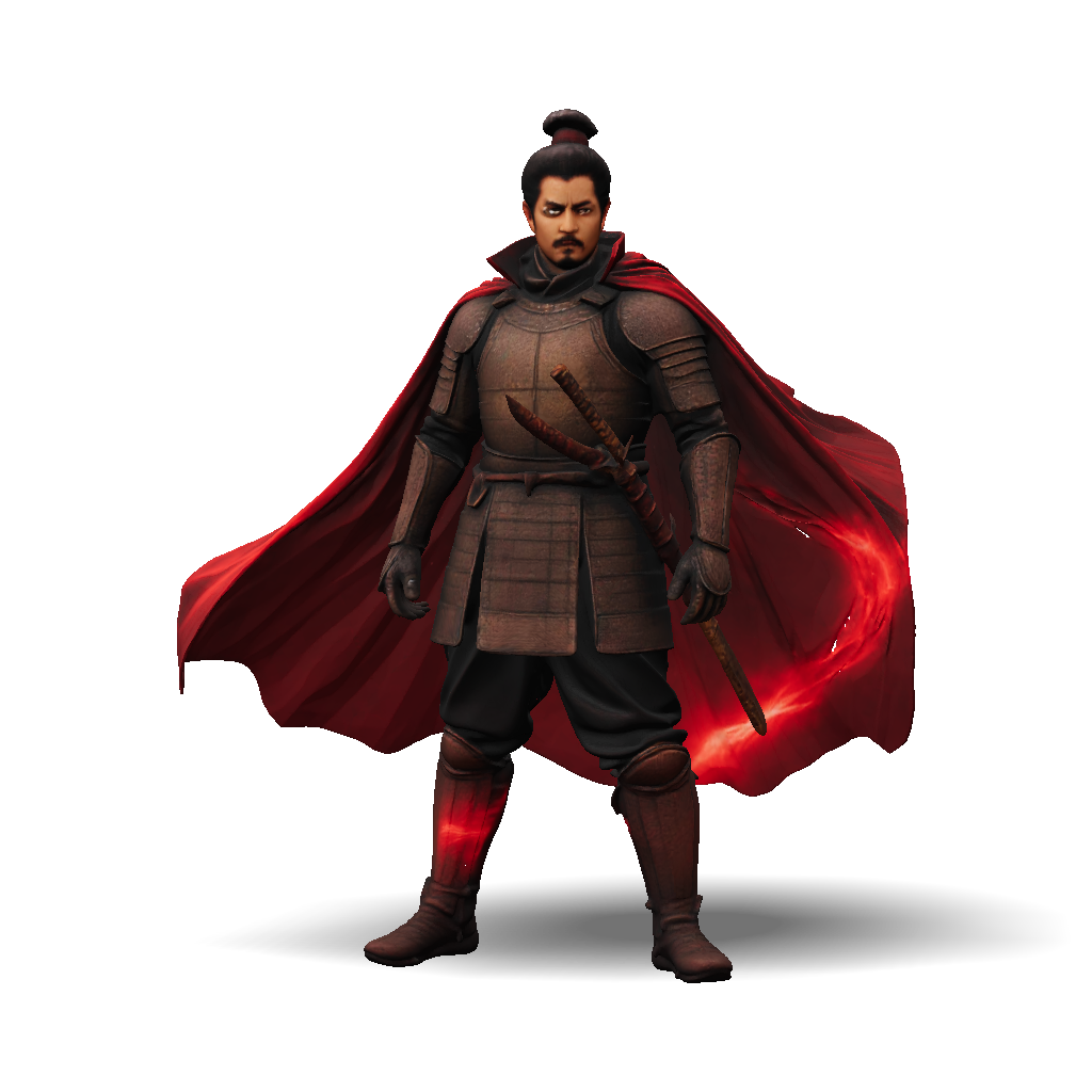 3D Model: Armored medieval knight with dark metal plate armor red cape ...