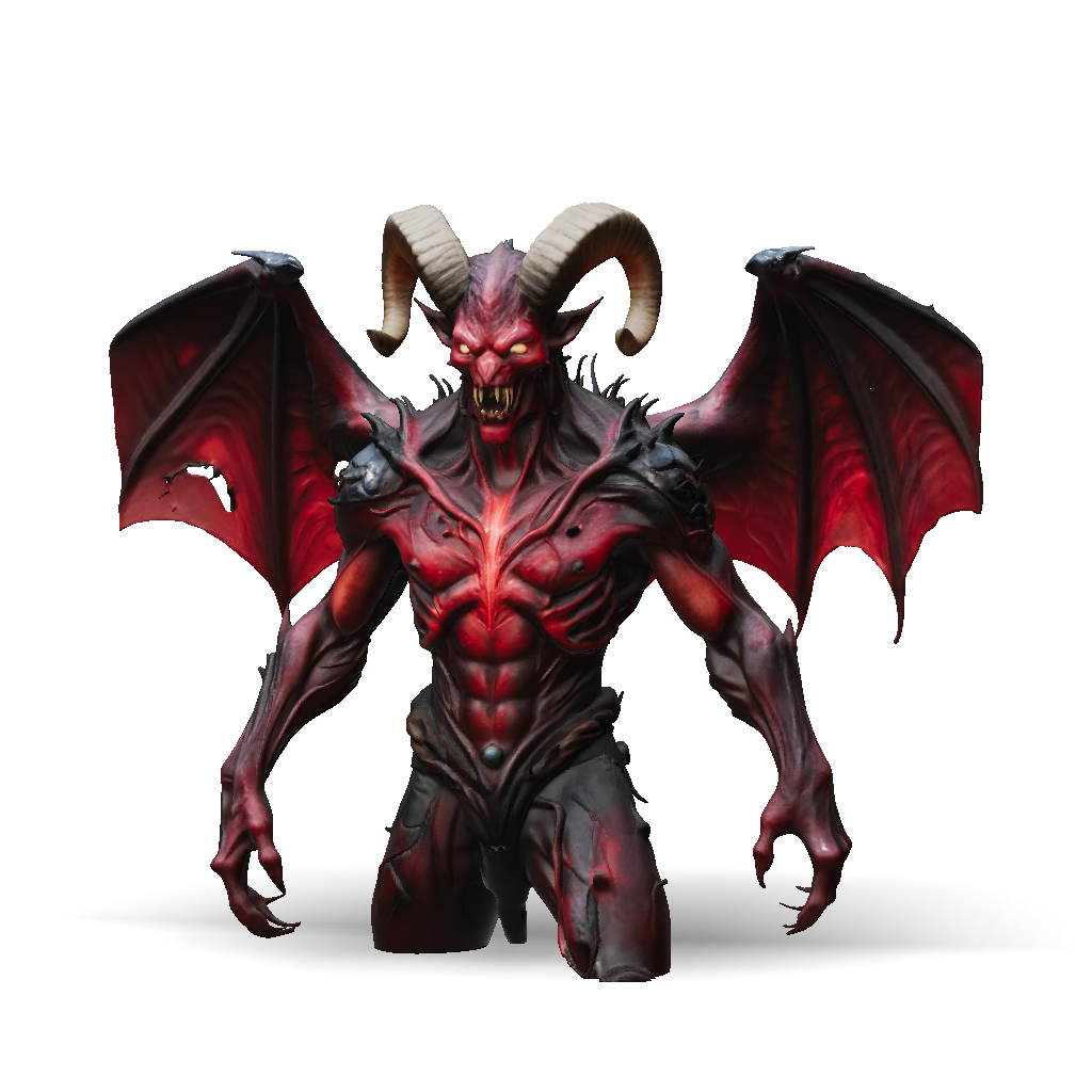 3D Model: Ultra realistic full body devil character standing in a dark ...