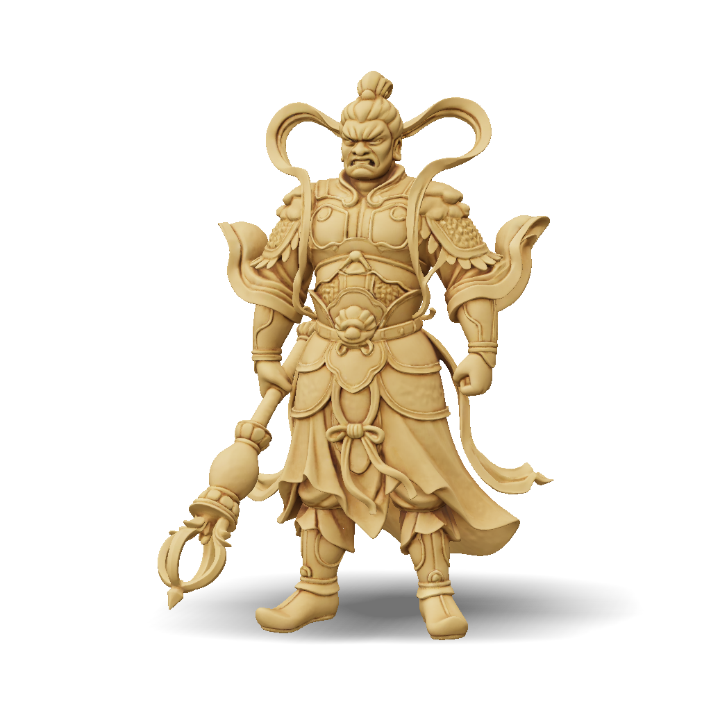 3D Model: golden armored warrior with ornate plates and glowing accents