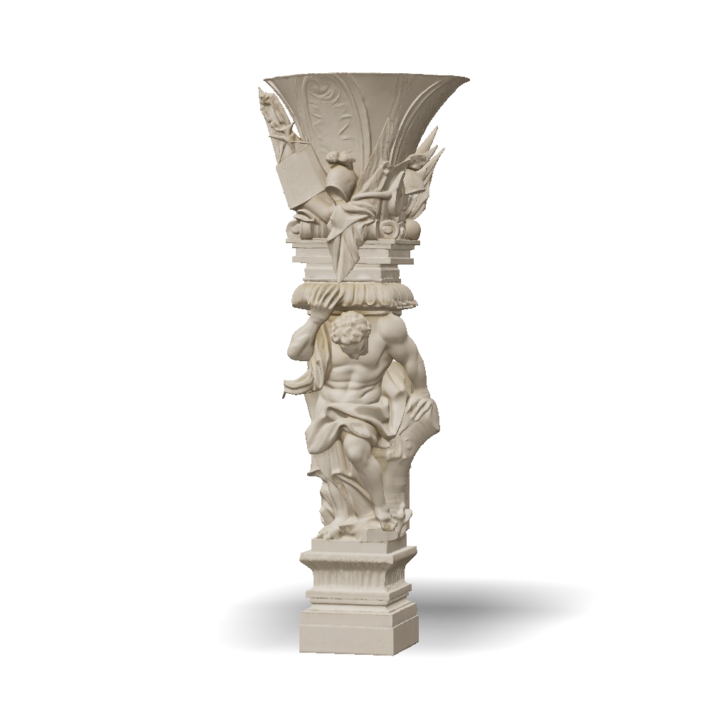 3D Model: white marble statue of muscular male figure supporting an ...