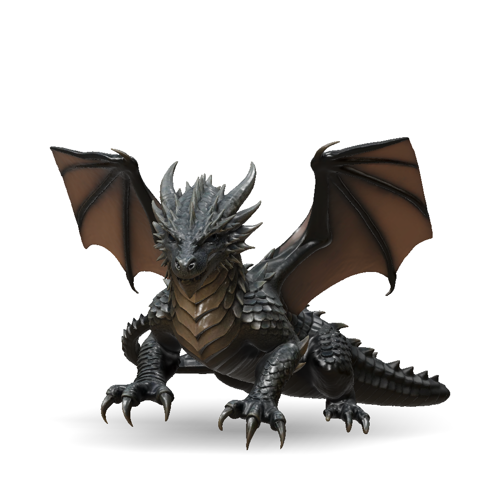 3D Model: dragon model with metallic scales large wings and clawed feet