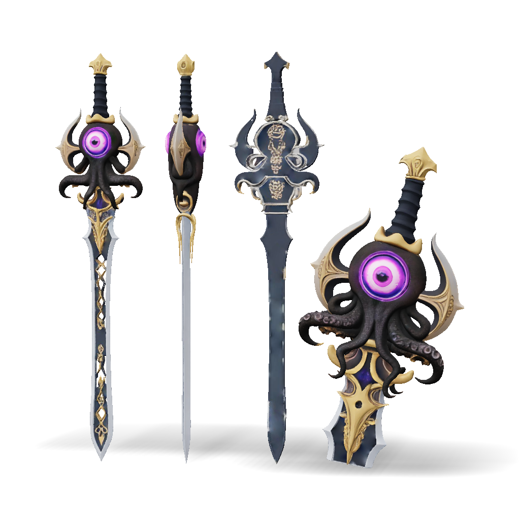 3D Model: Fantasy dagger with purple orb centerpiece and octopus ...
