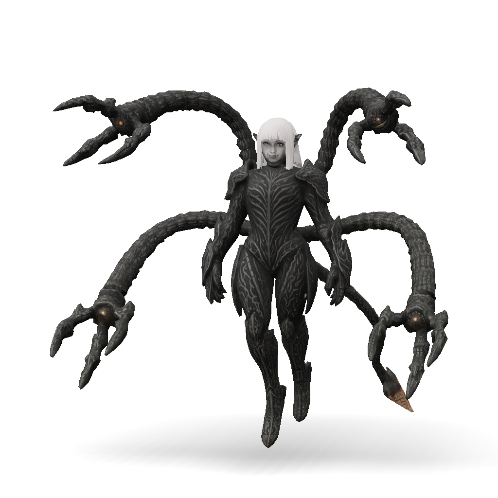 3D Model: dark fantasy multi armed demon creature with clawed tentacle ...