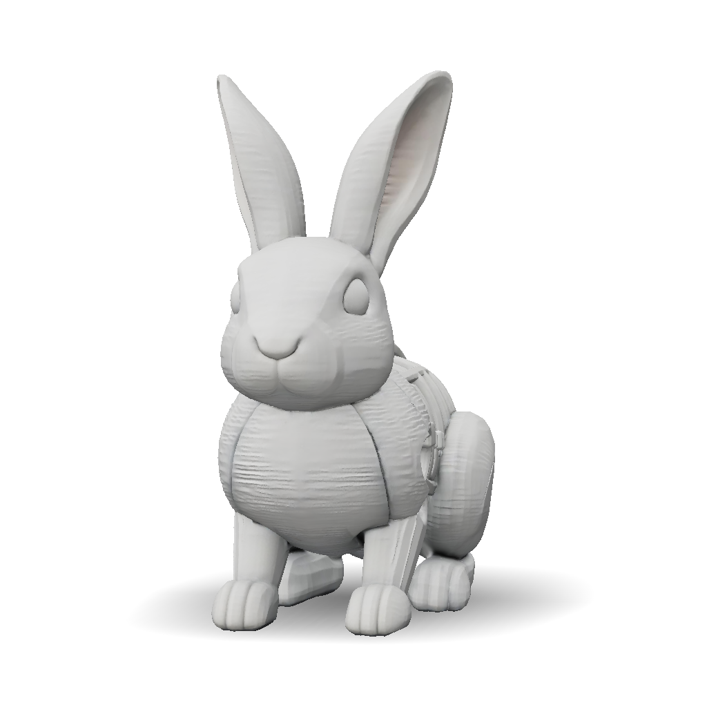3D Model: an articulated rabbit ready for 3d printing in place