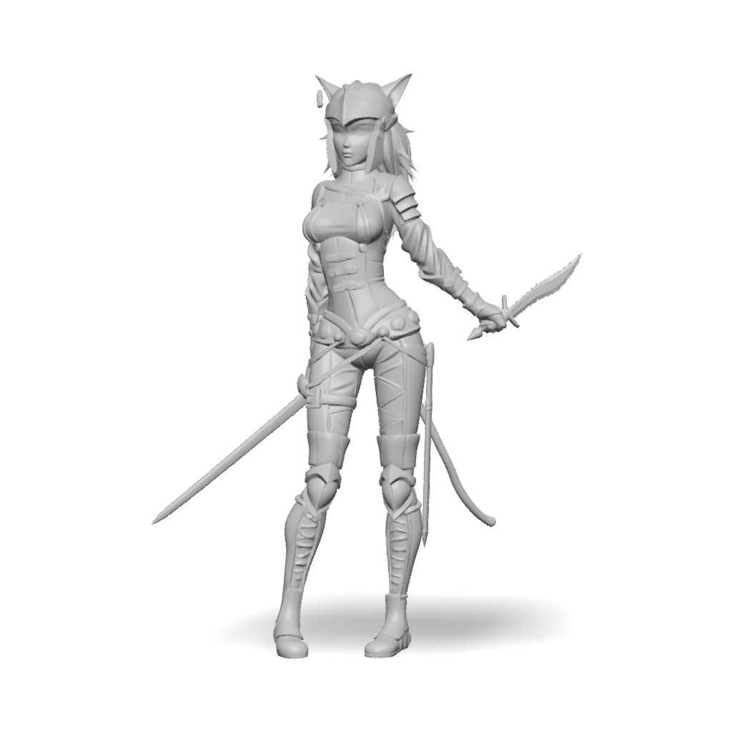 3D Model: armored warrior female character in fantasy armor with dual ...