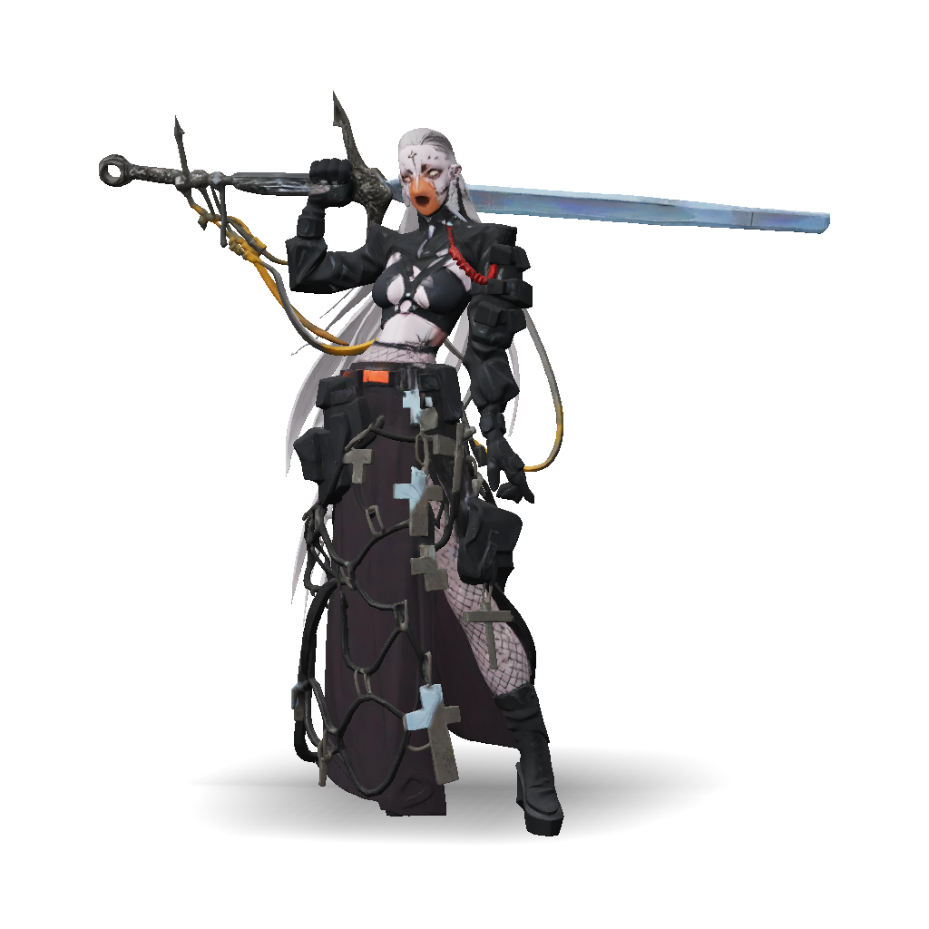 3D Model: female armored fantasy warrior with oversized sword black ...