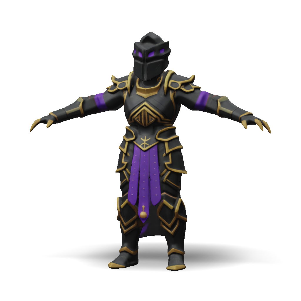 3D Model: Armored Knight Character In Black And Purple With Gold Trim ...