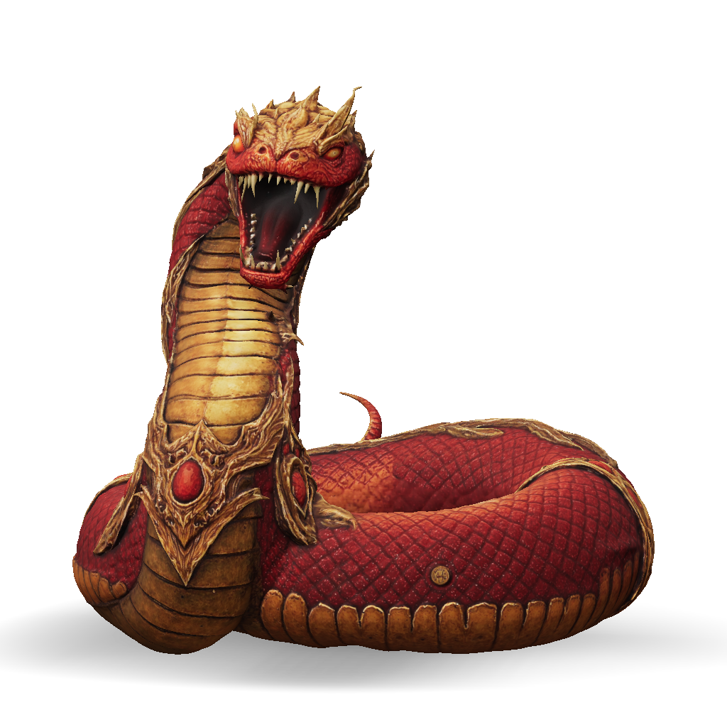 3D Model: coiled dragon with red and gold scales ornate golden armor ...
