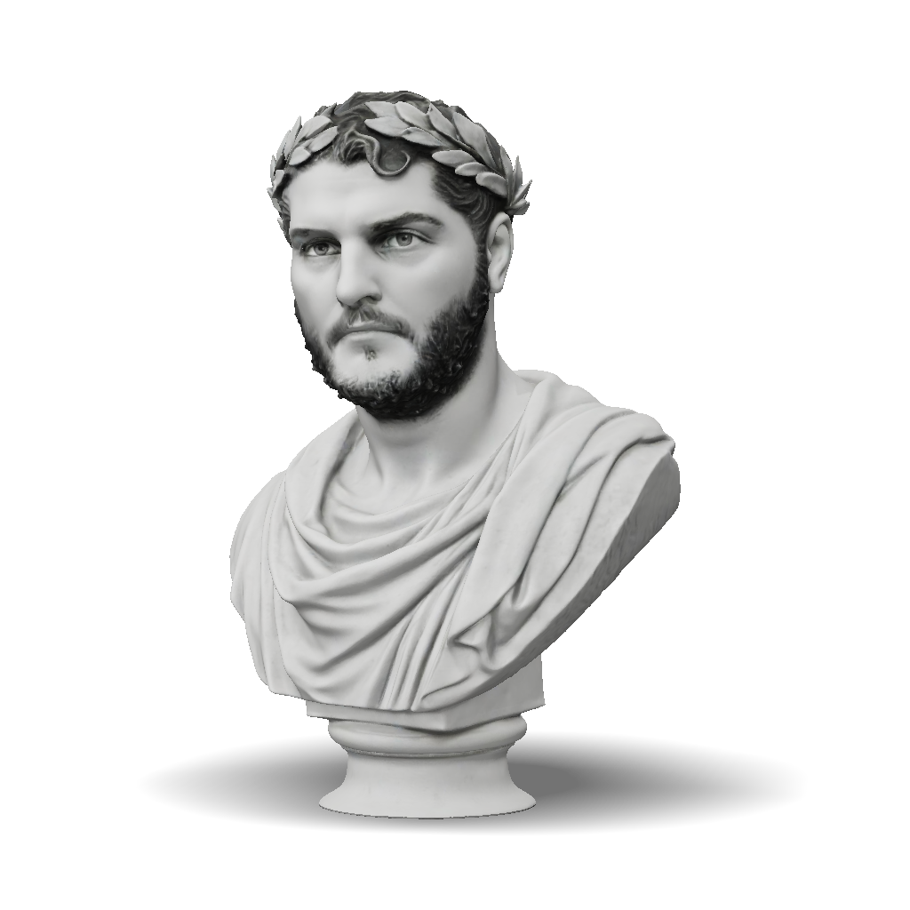 3D Model: classical bust sculpture with laurel wreath grayscale stone ...