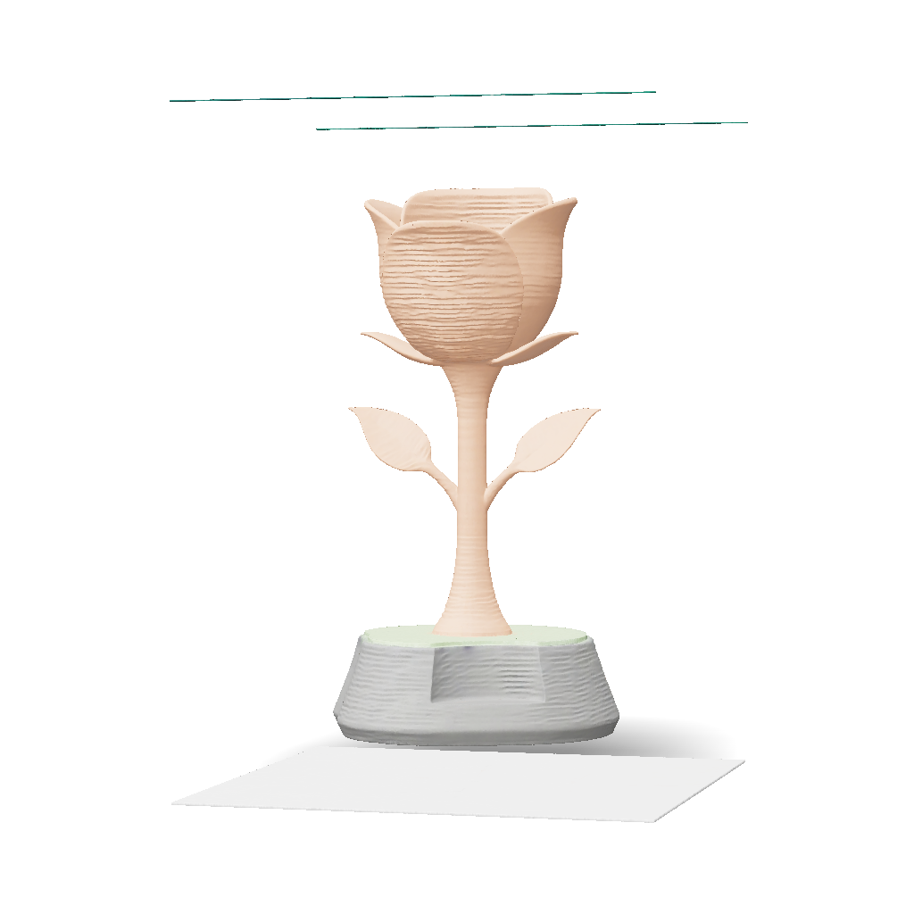 Red Roses Trophy 3D Model: red rose trophy sculpture with green base and black pedestal