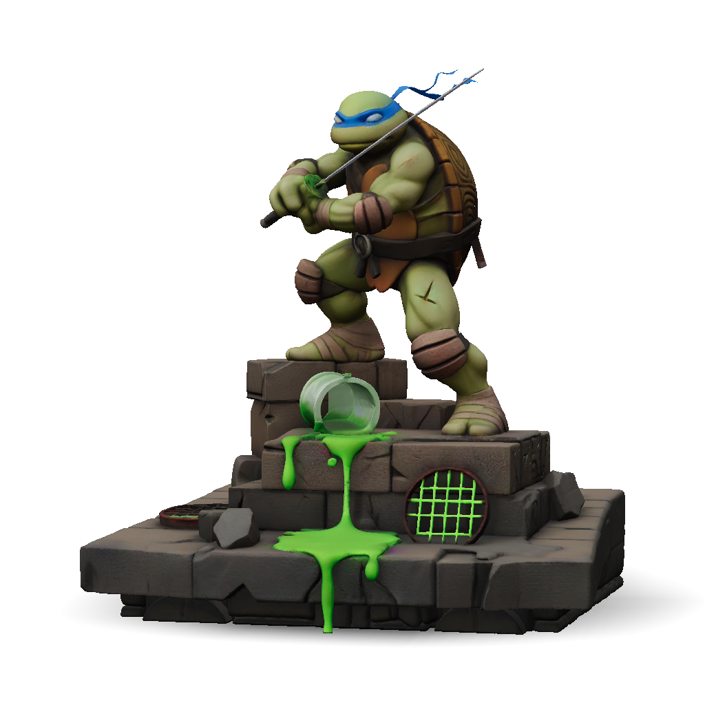 3D Model: Teenage mutant ninja turtle leonardo in a combat pose stood ...