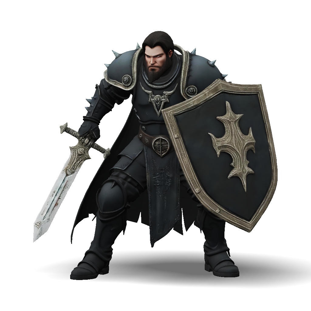 3D Model: dark armored knight with sword and shield heavy plate armor ...