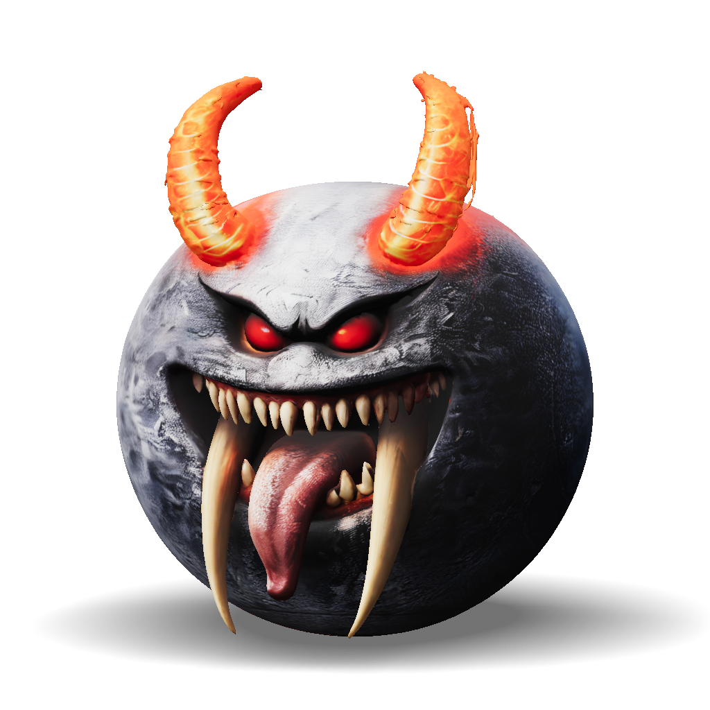 3D Model: demonic sphere with fiery horns glowing red eyes sharp teeth ...