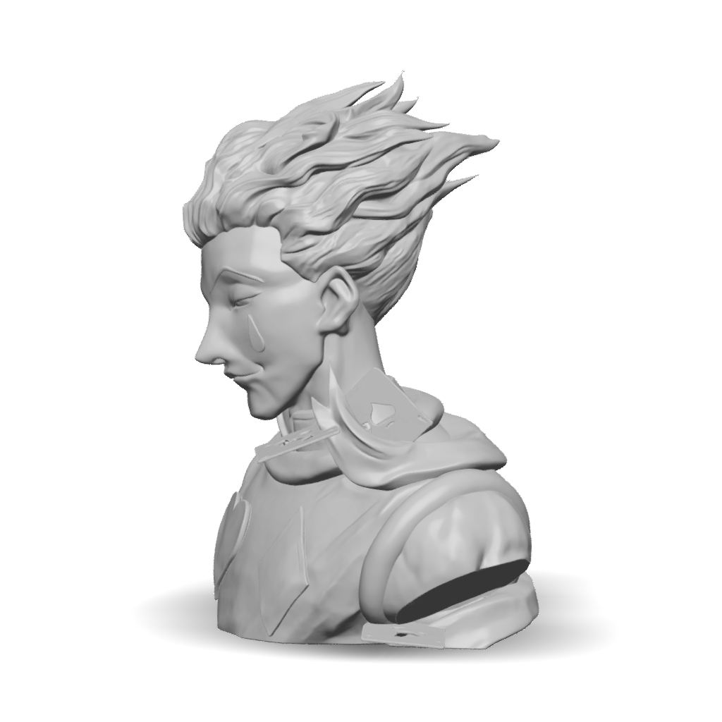 3D Model: stylized bust of a fantasy character with flaming red hair ...