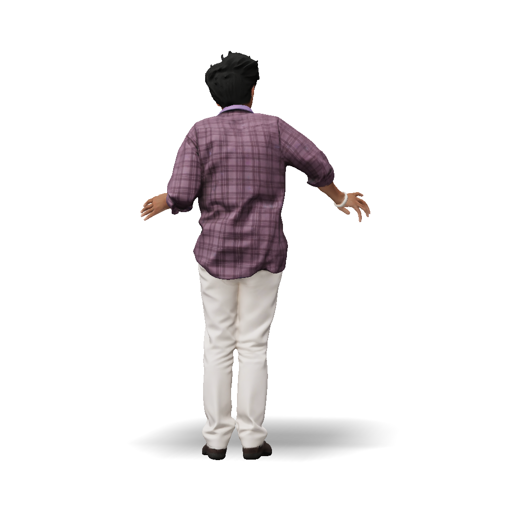 Person Railing Drawing Person 3D Model: Person Standing At Railing By Sea With Purple Plaid ...