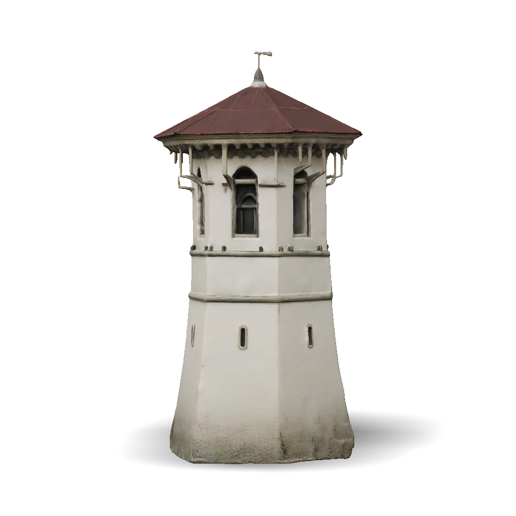 Watchtower Model Reference 3D Model: stone watchtower with rusted copper roof