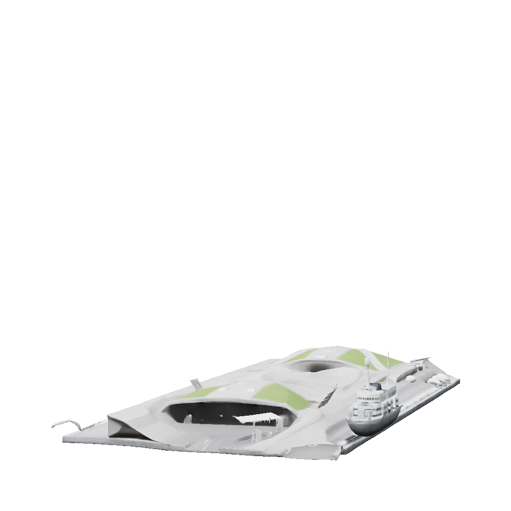 3D Model: Futuristic architectural structure with curved concrete forms ...