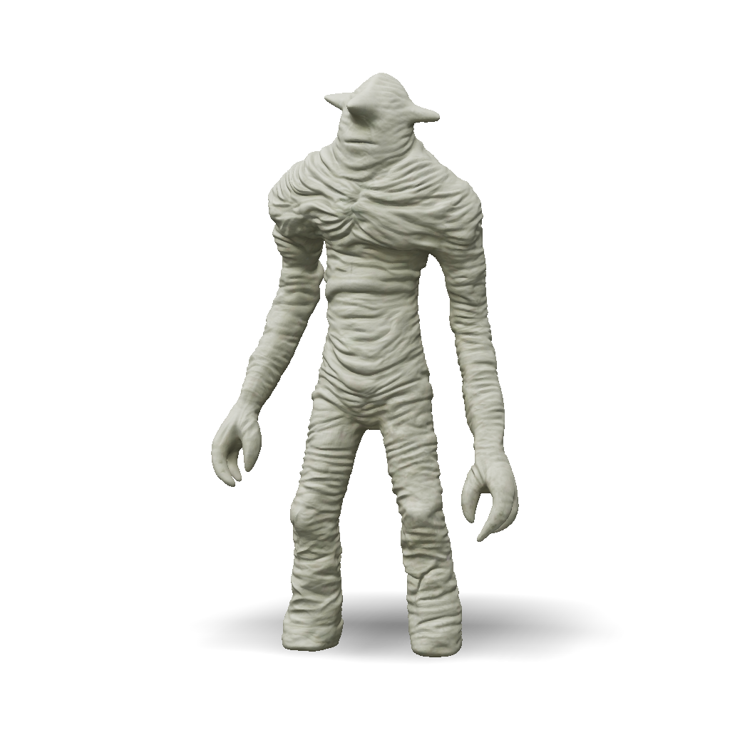 3D Model: wrinkled humanoid alien creature with clawed hands and ...