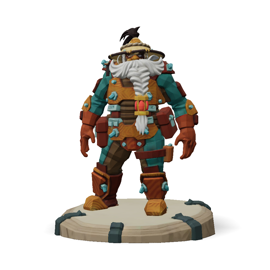 3D Model: dwarf warrior character model in teal and brown armor with ...