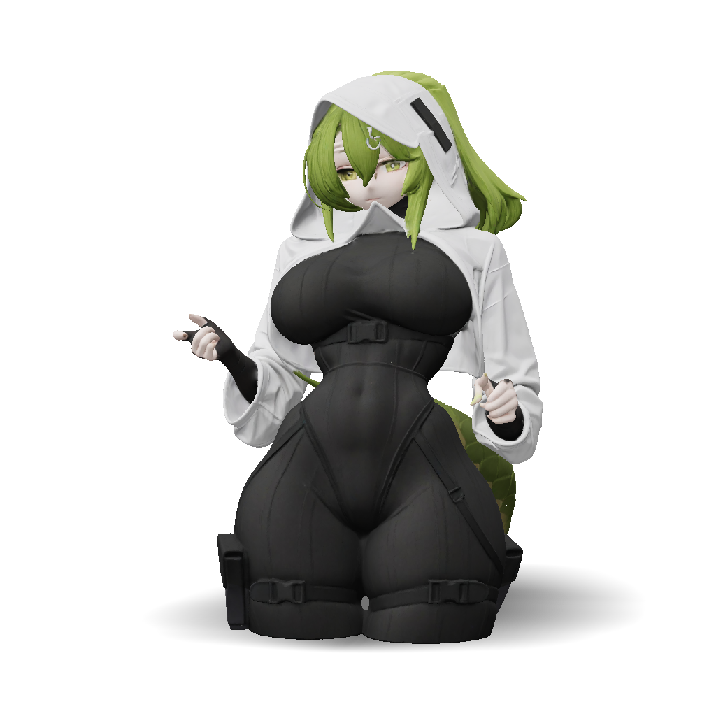 3D Model: anime girl character wearing tight black latex bodysuit with ...