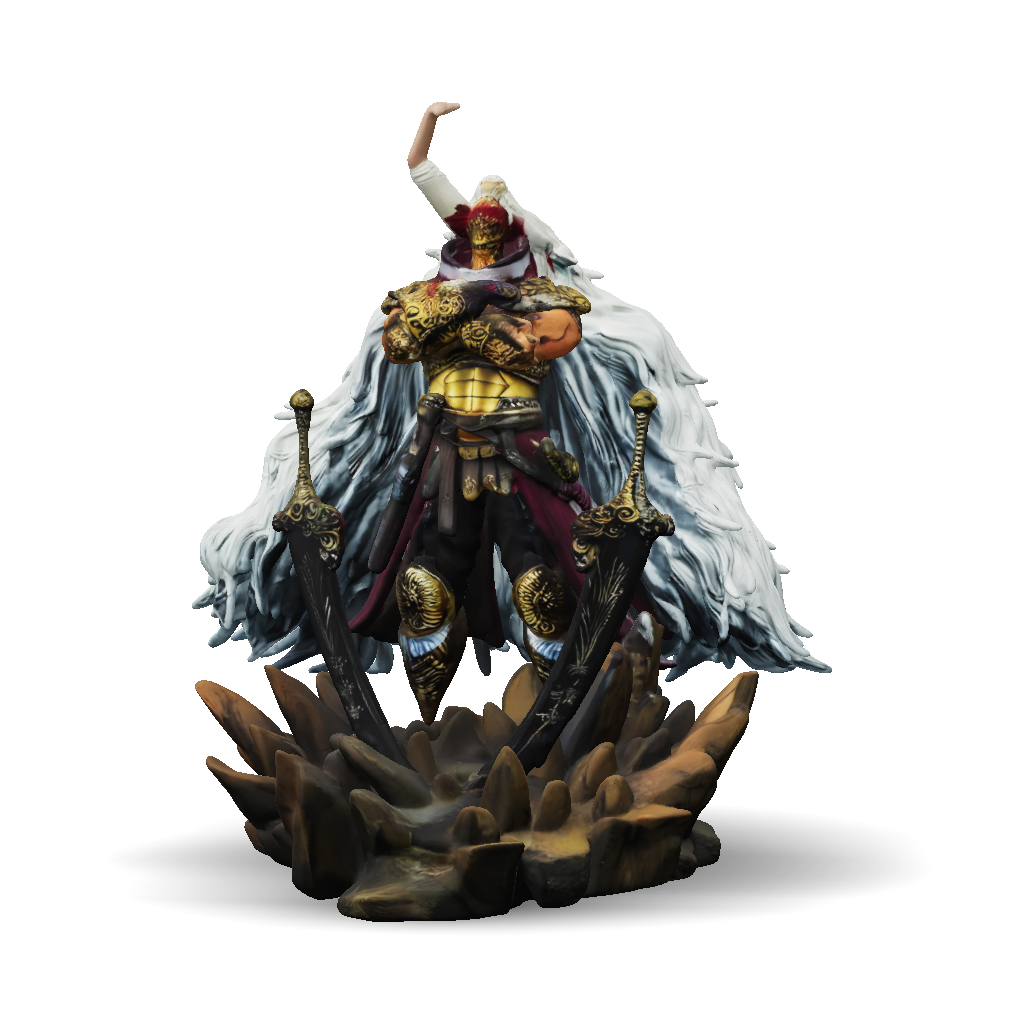 3D Model: fantasy armored warrior with ornate gold armor two curved ...