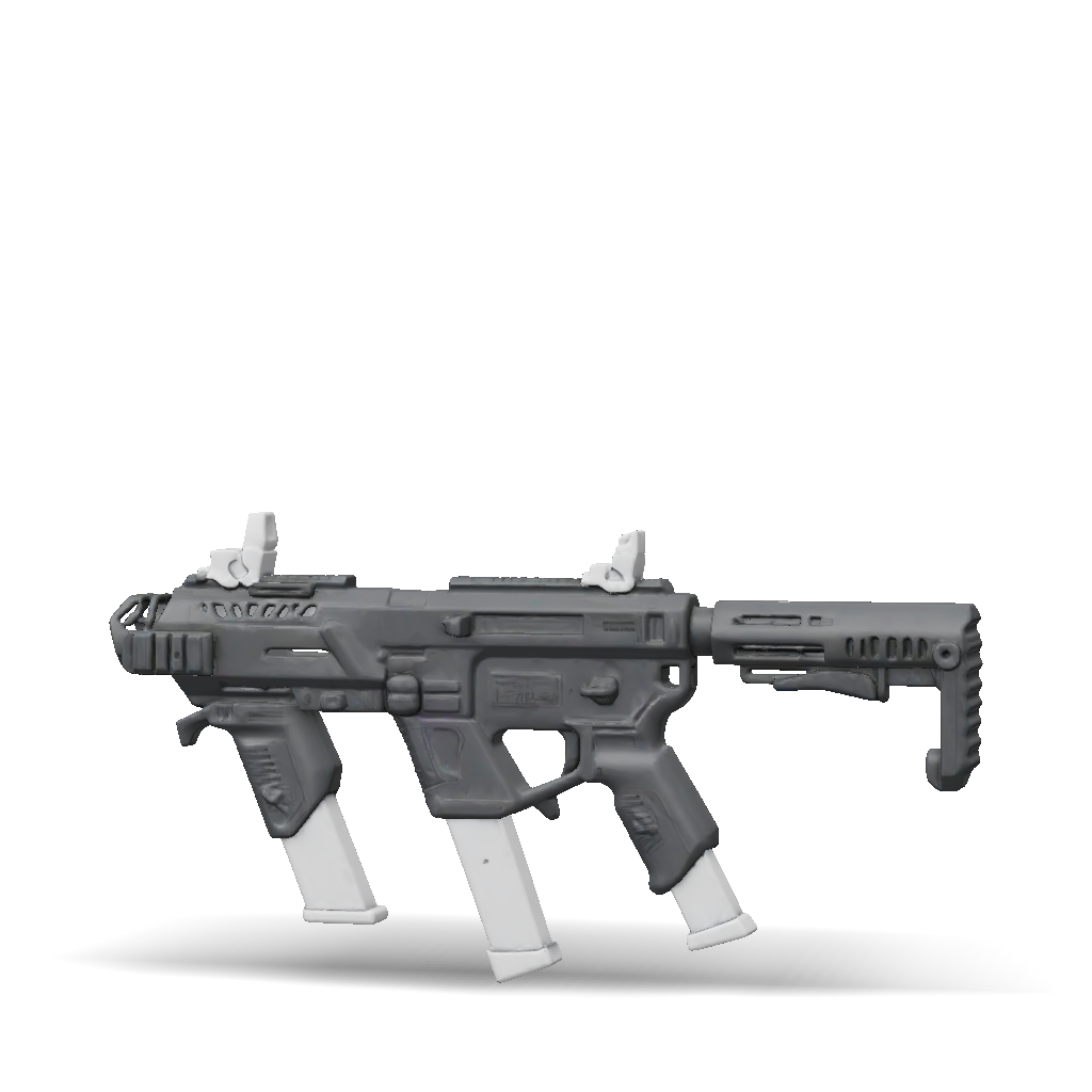 Sify Gun Front View 3D Model: futuristic gun with dual front sights black and silver body ...