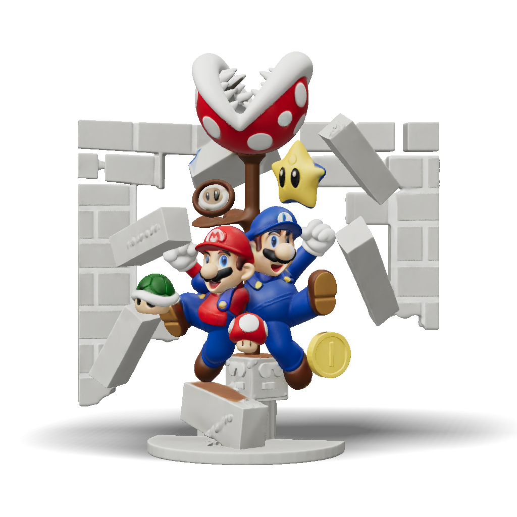 3D Model: Super Mario characters figurine featuring Mario and Luigi ...