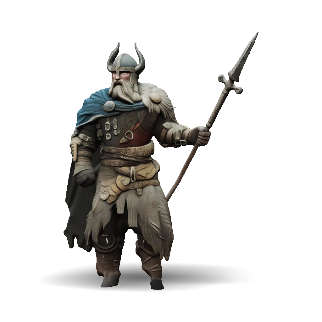 3D Model: fantasy warrior with spear horned helmet and armored attire ...